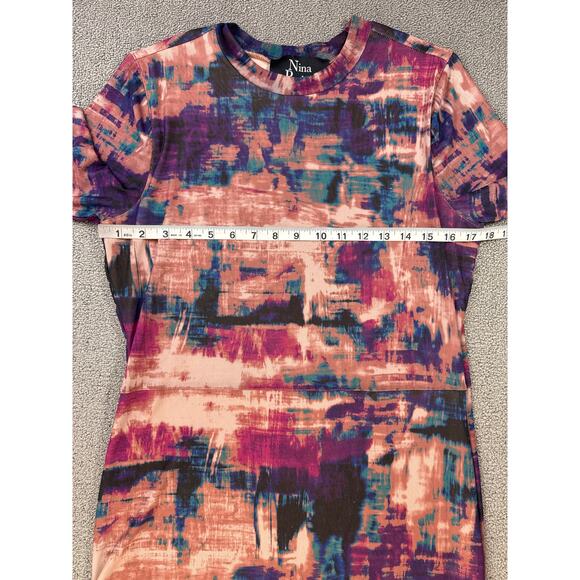 Nina Parker Midi Dress Mesh Abstract Form Fitting Multicolor Size 1X - Picture 6 of 11
